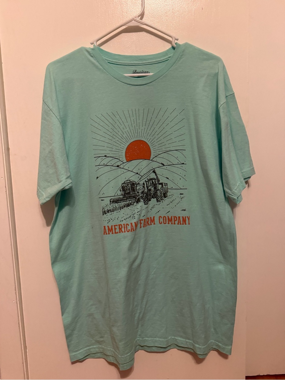 Women’s Farm Graphic Tee - Mint with Orange Print